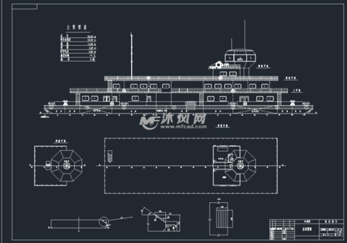 65m趸船总布置图 - autocad船舶机械图纸下载 - 沐风图纸